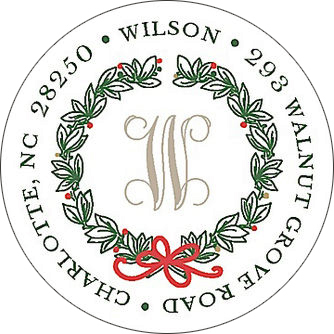 Traditional Wreath Round Address Labels